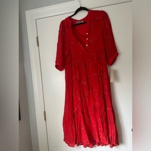 NWT ✨ Adorable Red Embroidered Flower Dress